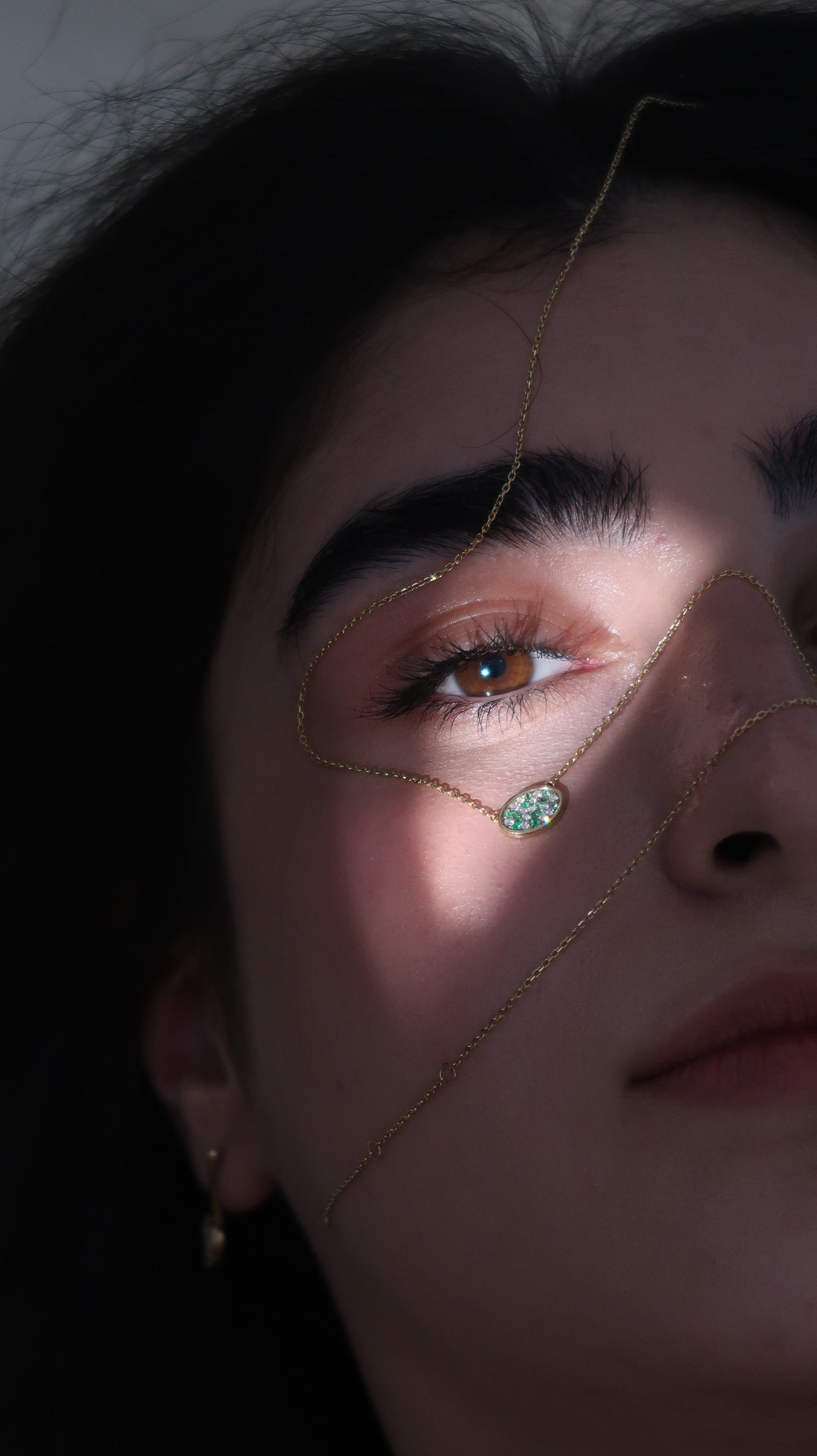 emeralds & diamonds pavé necklace