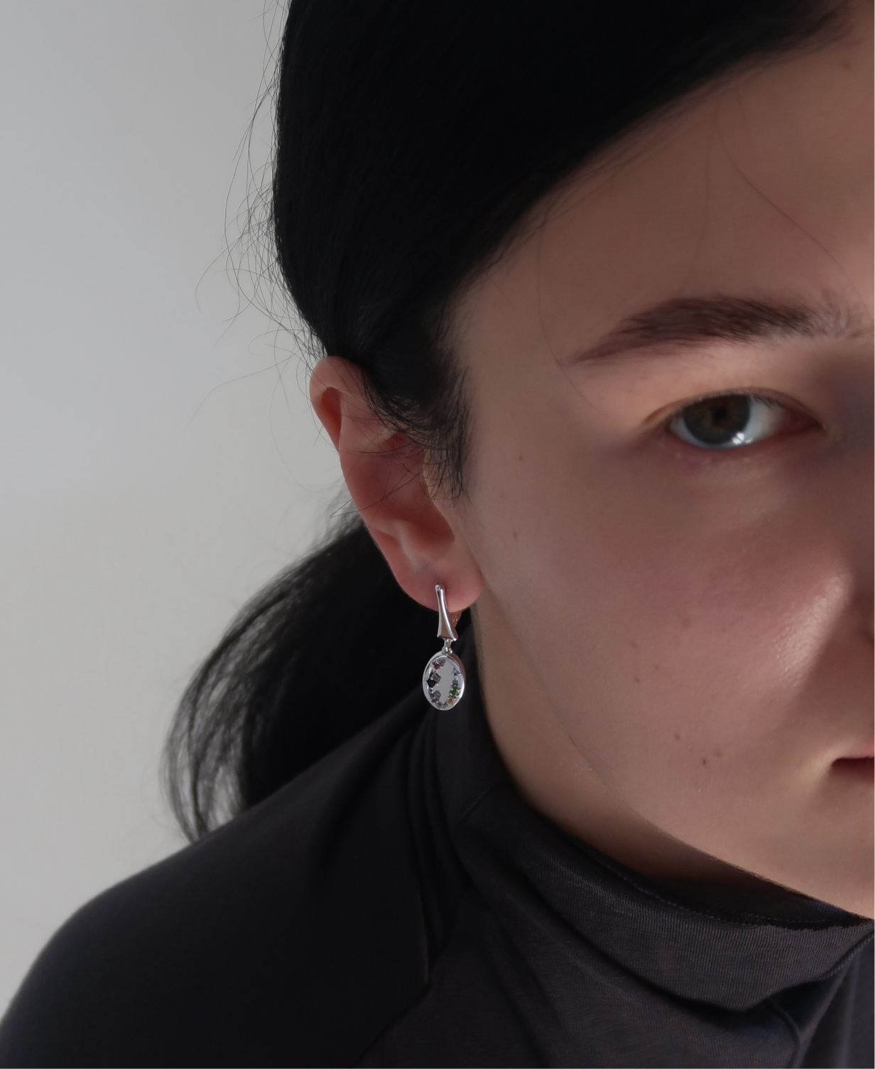colored gemstones mirror earrings