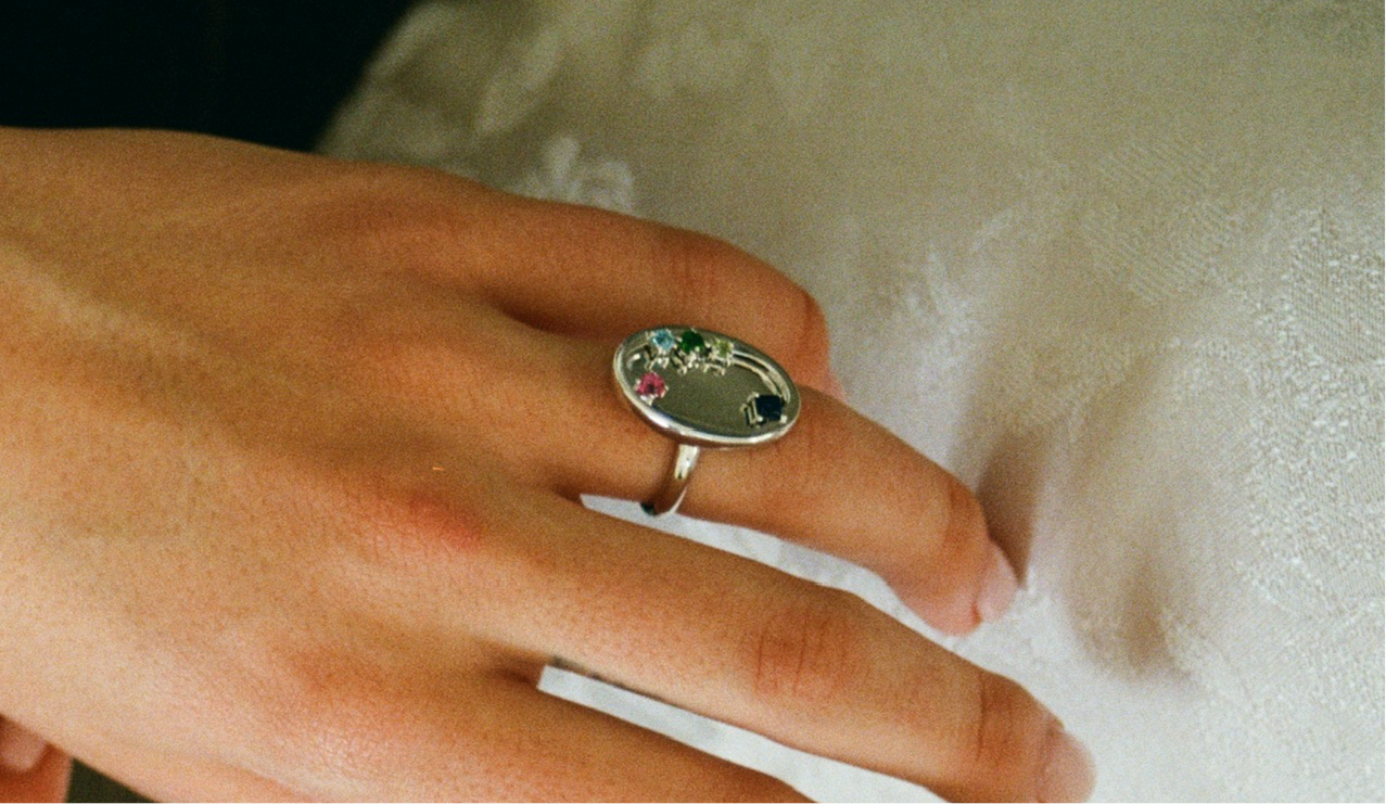 large mirror colored gemstones ring