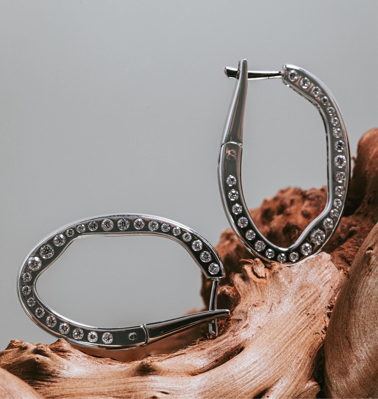 Boucles d'oreilles miroir, diamants