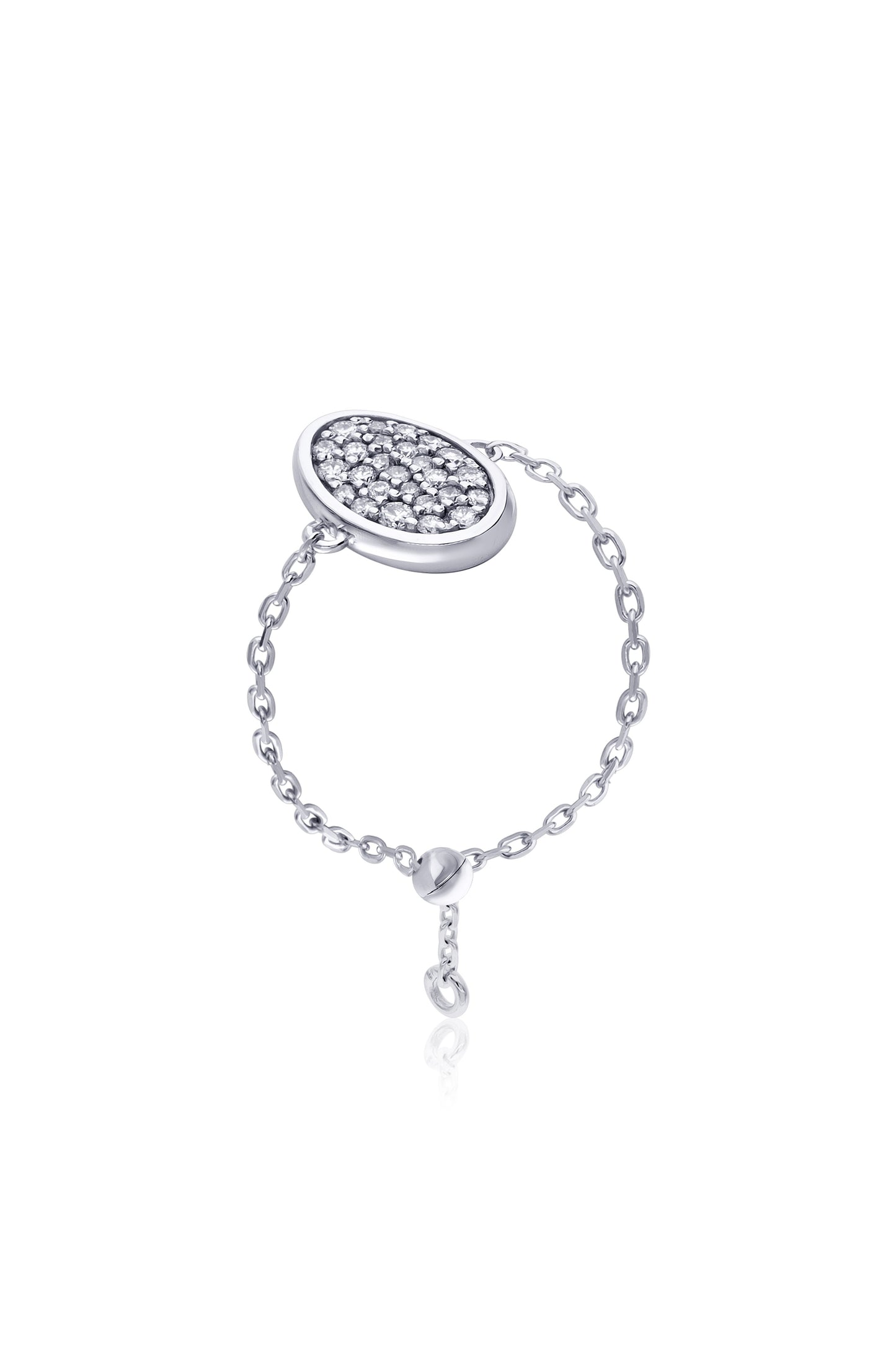 bague chaîne pavée de diamants (taille réglable)