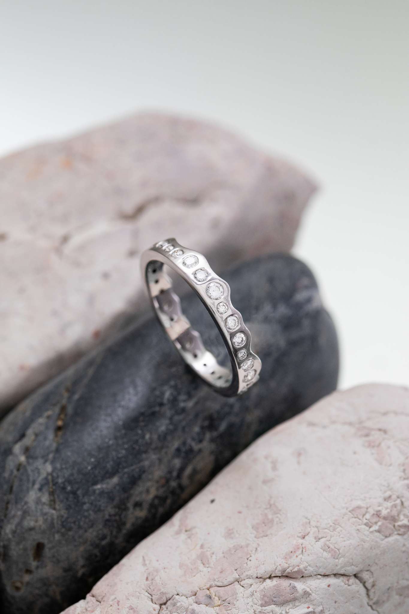 Spiegelringband, diamanten