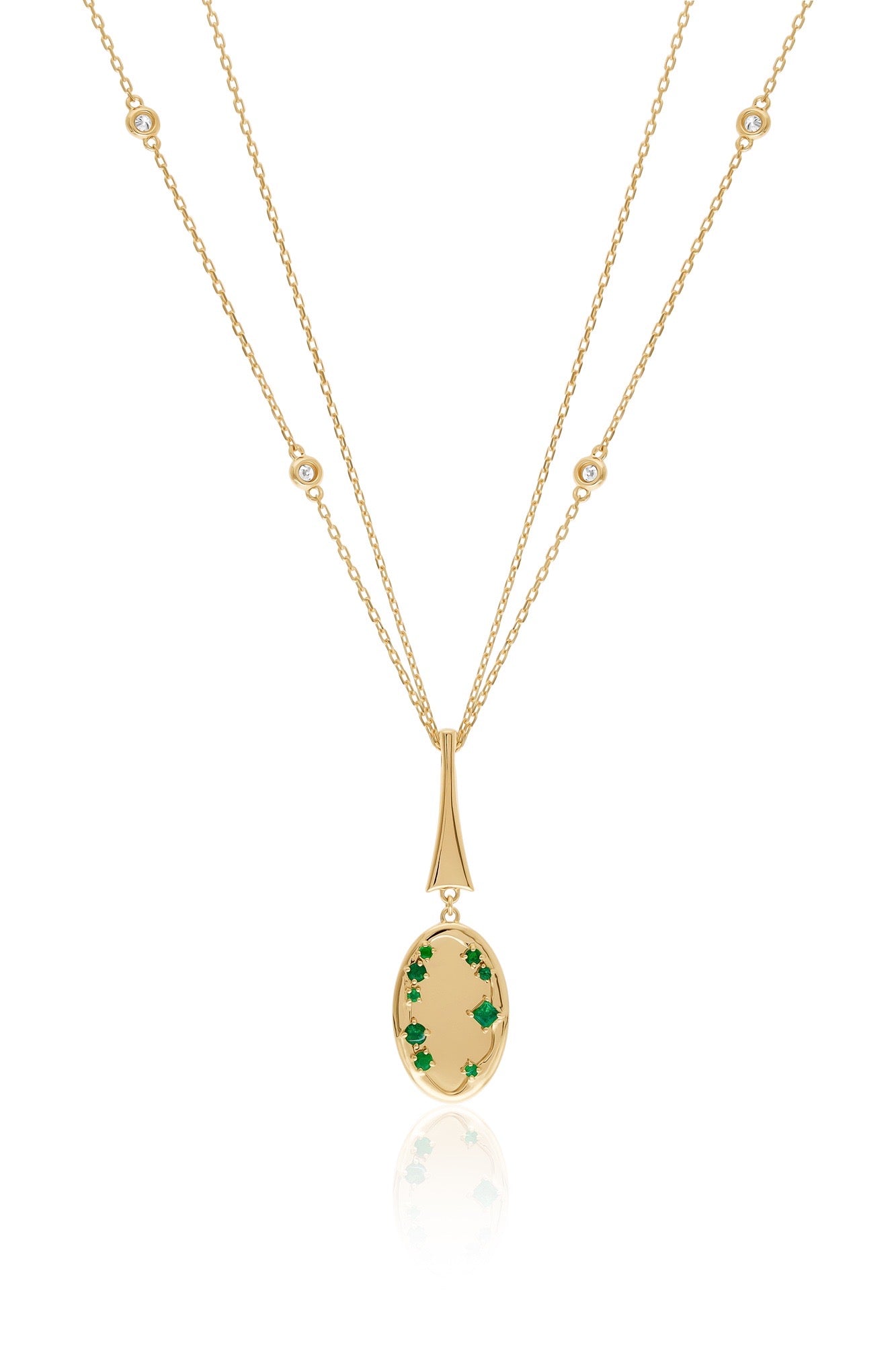 Miroir Necklace Emeralds & Diamonds