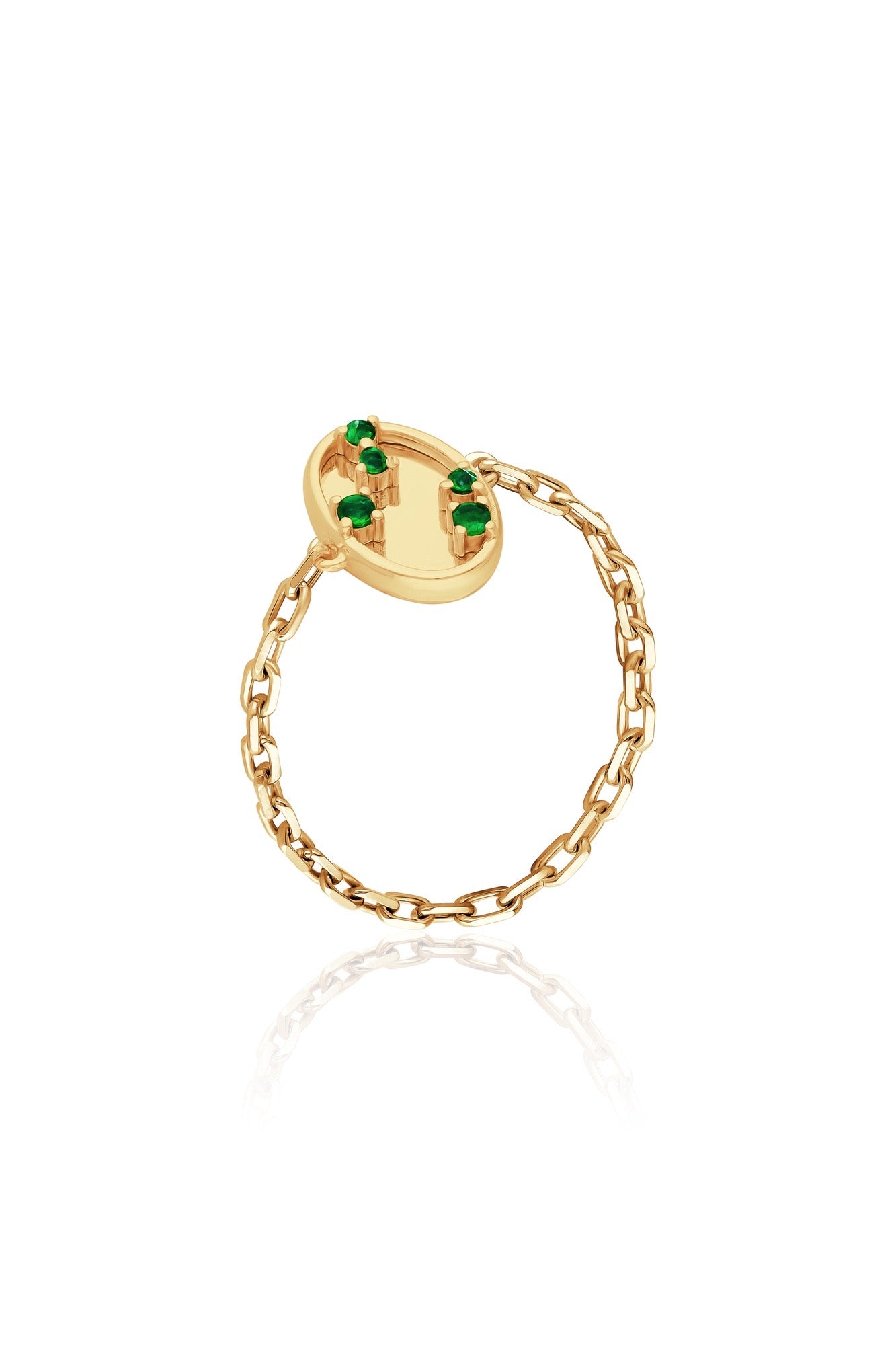 Mosaic Chain Ring Emeralds