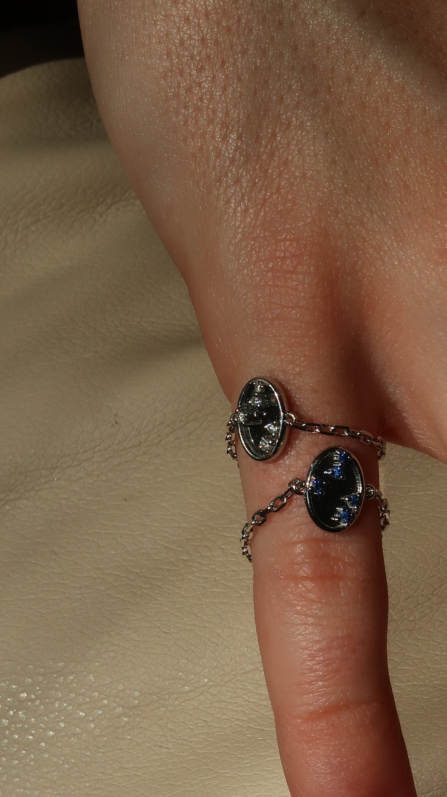 Mosaic Chain Ring Sapphires