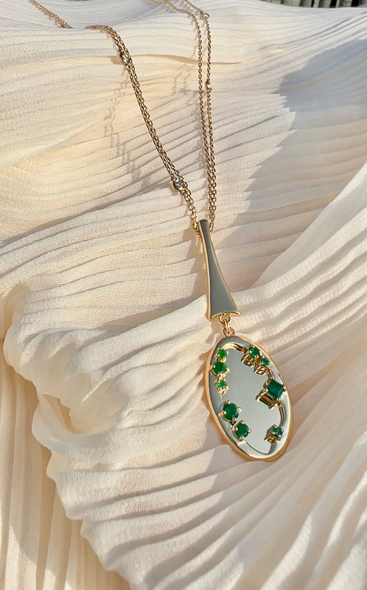 Miroir Necklace Emeralds & Diamonds