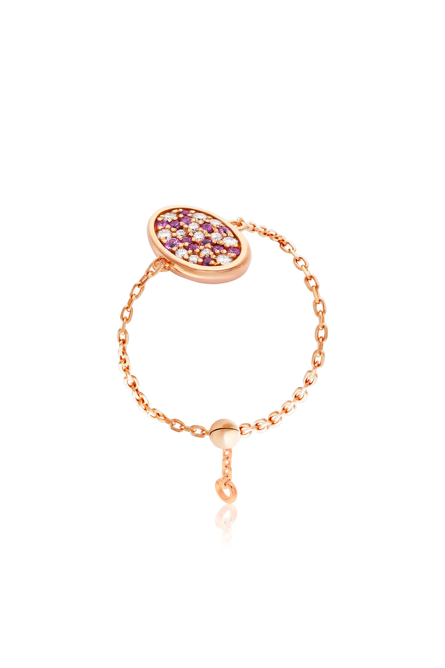 sapphires & diamonds pavé chain ring (adjustable size)